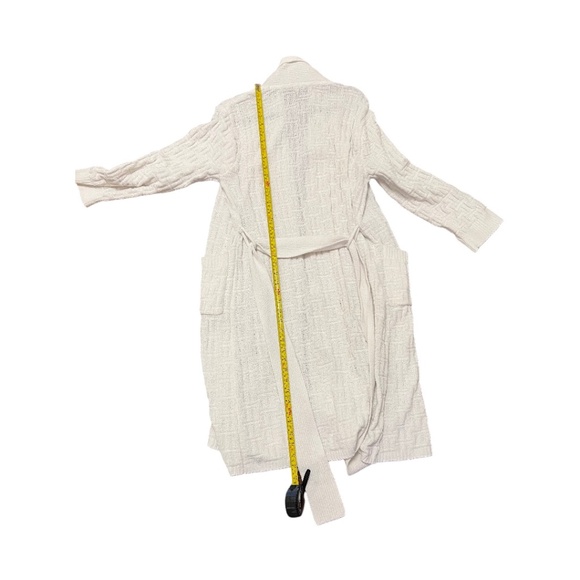 Natori Textured Knit Belted Cardigan Sweater Robe Style Ivory Medium - Picture 6 of 7